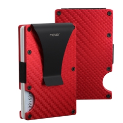 NAVOR Aluminum Carbon Fiber Wallet, Slim Money Clip, Minimalist Carbon Fiber Rfid Blocking Front Pocket Wallet, Metal Wallet, Business Card Holder