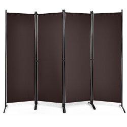 COSTWAY 4-Panel 5.6Ft Room Divider Folding Fabric Privacy Screen W/steel Frame