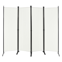COSTWAY 4-Panel 5.6Ft Room Divider Folding Fabric Privacy Screen W/steel Frame