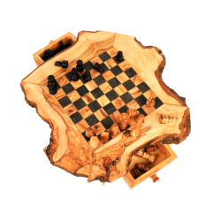 BELDINEST Olive Wood Chess Set Rustic Edge Board & Legs 8X8