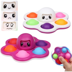 KIKII Fidget Spinner Toys, Simple Dimple Face-Changing Octopus Toy, Flip Octopus Push Pop Bubble Fidget Toy, Anxiety Stress Relief Sensory Toy For