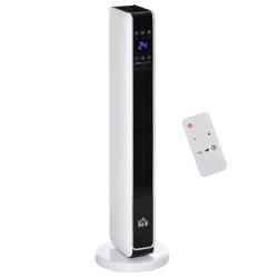 HOMCOM Ceramic Tower Heater, Oscillating Space Heater With Remote Control, Timer, Tip-Over & Overheat Protect, 750W/1500W