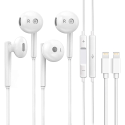 CABLESHARK 2 Pack-Apple/iphone Compatible Earbuds/headphones/earphones Wired In-Ear Headphones Wired Earbud \w Microphone Compatible \w Iphone 7 8