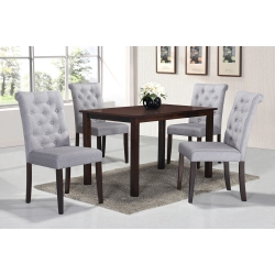 QUEENSONS Roxy Light 5PC Solid Wood Dining Set In Grey