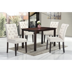 QUEENSONS Roxy 5PC Solid Wood Dining Set In Beige