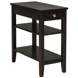 COSTWAY 3-Tier Side End Table With Drawer Double Shelf Narrow Nightstand