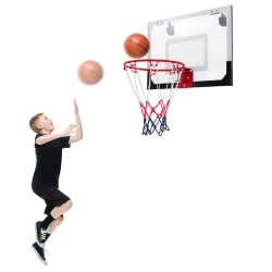 COSTWAY Over-The-Door Mini Basketball Hoop Includes Basketball & Hand Pump 2 Nets Indoor Sports
