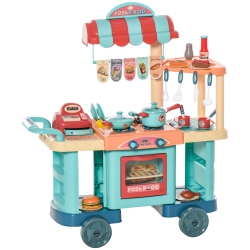 QABA 50 PCs Kids Grocery Store Playset Cash Register Toy \w Shopping Cart, Pretend Playset Multi-Functional Kitchen Supermarket Gift for Boys Girls