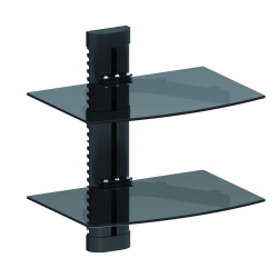PRIMECABLES Double Shelves DVD Component Shelf, Height Adjustable Layer Entertainment Shelf for DVD Players, Av Components Or HD Recorders And Cable