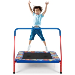 GYMAX 36" Kids Square Trampoline Indoor Outdoor Rebounder W/foam Handrail Alphabet Pad