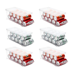 JINAMART (Set Of 6) Refrigerator Organizer Bin Pop Soda Can Beverage Holder for Fridge, Kitchen, Countertops, Cabinets, Clear Plastic Can Dispenser