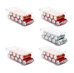 JINAMART (Set Of 5) Refrigerator Organizer Bin Pop Soda Can Beverage Holder for Fridge, Kitchen, Countertops, Cabinets, Clear Plastic Can Dispenser