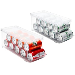 JINAMART (Set Of 2) Refrigerator Organizer Bin Pop Soda Can Beverage Holder for Fridge, Kitchen, Countertops, Cabinets, Clear Plastic Can Dispenser