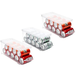 JINAMART (Set Of 3) Refrigerator Organizer Bin Pop Soda Can Beverage Holder for Fridge, Kitchen, Countertops, Cabinets, Clear Plastic Can Dispenser