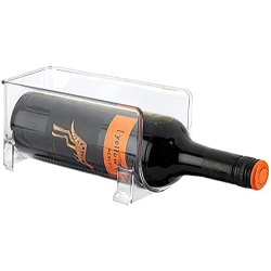 JINAMART (Set Of 1) Wine Bottle Organizer Stackable Clear Plastic Wine Rack Holder for Fridge Pantry Countertop Kitchen Table Top Free-Standing