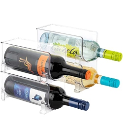 JINAMART (Set Of 4) Wine Bottle Organizer Stackable Clear Plastic Wine Rack Holder for Fridge Pantry Countertop Kitchen Table Top Free-Standing