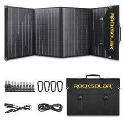 ROCKSOLAR Rssp100 100W Foldable Solar Panel, 12V Monocrystalline Kit With Dc/USB/USB Qc3.0/USB Type-C Pd Outlets