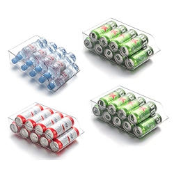 JINAMART (Set Of 4) Wide Plastic Kitchen Water Bottle Storage Organizer Tray Rack - Holder And Organizer for Refrigerators, Freezers, Cabinets