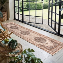 JV HOME Persian Collection Vintage | Bohemian | Distressed Runner Rug for Hallway, Kitchen 2'7" X 9' Beige / Brown / In Blue