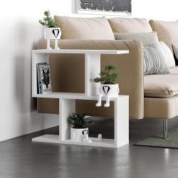 JV HOME Homeania Collection Modern Side Table With Shelves for Storage Decorative Coffee Table for Living Room 24 Inch In White