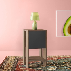 JV HOME Ema Collection Stylish Nightstand | End Table Chic Side Table Bedside Table \w Cabinet for Living Room, Bedroom 22X12X12 Inch (Oak