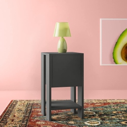 JV HOME Ema Collection Stylish Nightstand | End Table Chic Side Table Bedside Table With Cabinet for Living Room, Bedroom 22X12X12 Inch (Anthracite)