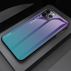 RIVIERA Scratch Resistant Gradient Color Phone Case Anti-Fall Tempered Glass Case for Iphone 13 -Purple And In Green