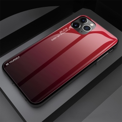 RIVIERA Scratch Resistant Gradient Color Phone Case Anti-Fall Tempered Glass Case for Iphone 13 -Red