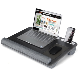 PRIMECABLES Laptop Lap Desk With Cushion & Wrist Rest Mouse Pad & Cellphone Slot, Fits Up to 17 Inch Laptop