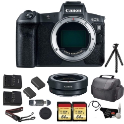 CANON Eos R Mirrorless Digital Camera (Body Only) Bundle With Mount Adapter + 2X 64GB Memory Cards + Replacement B
