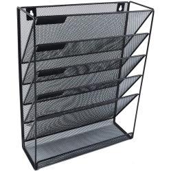 SHOPPINGALL Mesh Wall Mounted File Holder Organizer Rack With 5 Compartments - Sa-Mdo1W