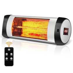 GYMAX Wall-Mounted Electric Heater Patio Infrared Heater W/ Remote Control