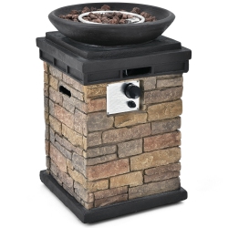 GYMAX 40, 000 Btu Burning Fire Bowl Column Propane Patio Yard W/ Lava Rocks
