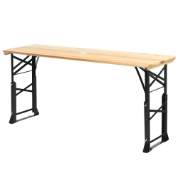 GYMAX 5.5 Ft Outdoor Folding Wood Picnic Table Height Adjustable Metal Frame
