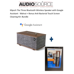 KLIPSCH The Three Bluetooth Wireless Speaker With Google Assistant - Walnut + Bonus Anti-Bacterial Touch Screen Cleaning Kit Bundle
