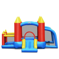 TOPBUY Kids Inflatable Bounce House Umping Castle With Slide & Soccer Goal