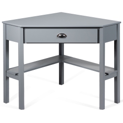 TOPBUY Corner Computer Desk Table Wood Workstation In Gray