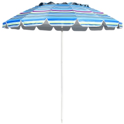 TOPBUY Patiojoy 8 Ft Patio Beach Umbrella Sun Shelter W/sand Anchor & Tilt Air Vent for Garden Beach Backyard In Blue
