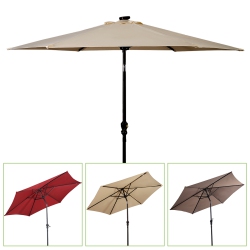 TOPBUY 9' Outdoor Patio Umbrella Offset W/led Light Beige/burgundy/tan/blue/orange