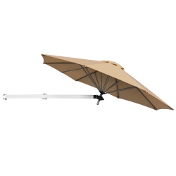 TOPBUY 8Ft Wall Mounted Cantilever Umbrella Patio Adjustable Tilting Sunshade Umbrella