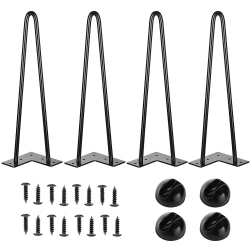 LIVINGBASICS 28" Metal Hairpin Rod Table Desk Legs, Set O 4 Diy Home Furniture Kits With Bonus Rubber Floor Protectors (Tabletop Not Include)
