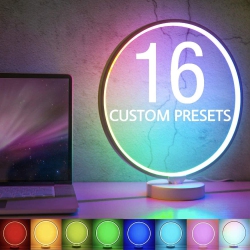 SAVEONMANY Modern Circle RGB Dimmable Table Lamp \w Remote Control, 7 Colorful Leds And 6-Lighting Effect Modes，16 Custom Presets Function Avails