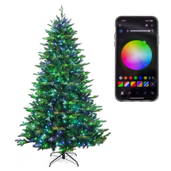 GYMAX 8 Ft Pre-Lit Artificial Christmas Tree W/ App Control & 15 Lighting Modes