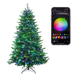GYMAX 7 Ft Pre-Lit Artificial Christmas Tree W/ App Control & 15 Lighting Modes