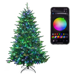 GYMAX 6 Ft Pre-Lit Artificial Christmas Tree W/ App Control & 15 Lighting Modes