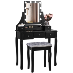 TOPBUY Detachable Vanity Table Set Makeup Table With Mirror &cushioned Stool White/black/brown