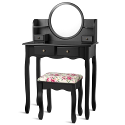 TOPBUY Vanity Table Set W/detachable Mirror & Stool