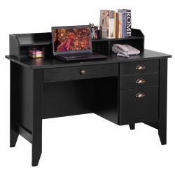 TOPBUY Wooden Computer Writing Desk Office Study Table With Drawers Black/walnut
