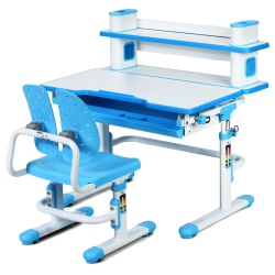 TOPBUY Children's Studying Table Height Adjustable Desk Chair Set In Blue
