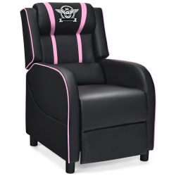TOPBUY Pu Leather Gaming Recliner Chair Single Massage Lounge Sofa With Lumbar Cushion